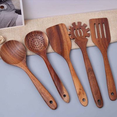 Haften Sie nicht Bambusdie küchen-Gerät-hölzernen Löffel, die für das Kochen 5-teilig Massen sind
