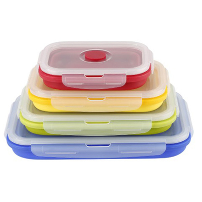 Kieselgel, der multi Fach-Brotdose Microwavable Bento Box Set 4 Stücke faltet