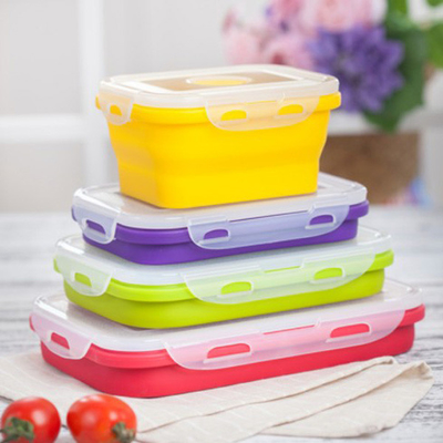 Kieselgel, der multi Fach-Brotdose Microwavable Bento Box Set 4 Stücke faltet