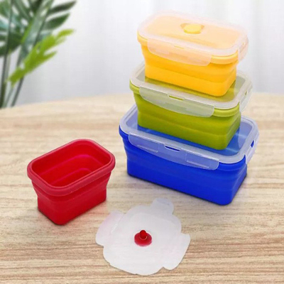 Kieselgel, der multi Fach-Brotdose Microwavable Bento Box Set 4 Stücke faltet
