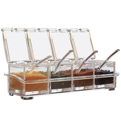 Küche 4 Stücke klare Acrylgewürz-Kasten-für Würzewürzspeicher