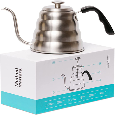 Gießen Sie über Kaffee-Edelstahl Gooseneck-Kessel mit Thermometer