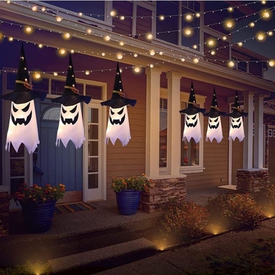 Geist-Dekorations-Hexen-Hut Leuchtungs-im Freien Halloweens hängender