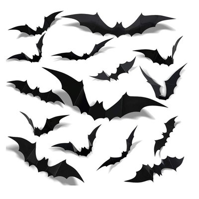 12pcs Weihnachten PVCs Halloween verziert schwarze Schläger der Aufkleber-3D für Wand-Dekor