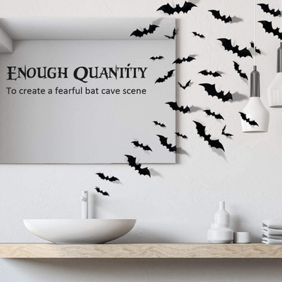 12pcs Weihnachten PVCs Halloween verziert schwarze Schläger der Aufkleber-3D für Wand-Dekor