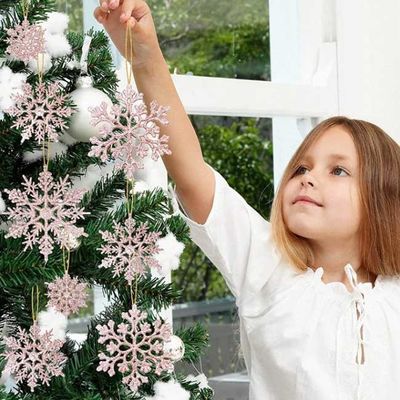 weiße Schneeflocke verziert des Plastikfunkeln-36pcs für Weihnachten