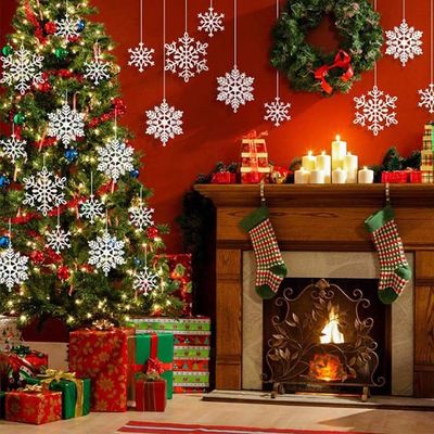 weiße Schneeflocke verziert des Plastikfunkeln-36pcs für Weihnachten
