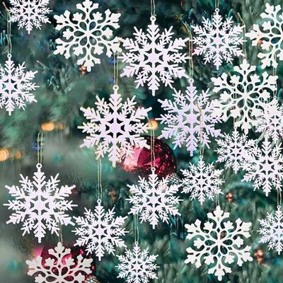 weiße Schneeflocke verziert des Plastikfunkeln-36pcs für Weihnachten