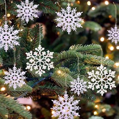 weiße Schneeflocke verziert des Plastikfunkeln-36pcs für Weihnachten