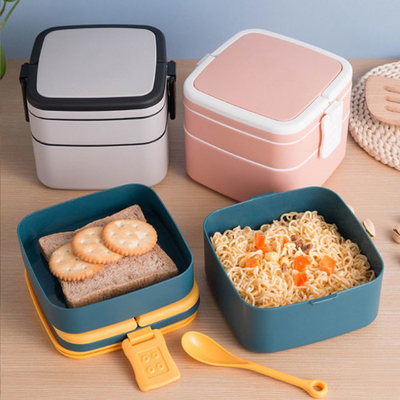 Doppelschicht-multi Fach-PlastikBrotdose Bento With Spoon 1000ml 1400ml
