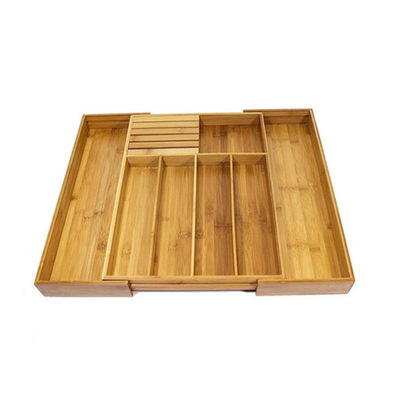 Dehnbarer Bambusküchen-Gerät-Tafelsilber-Fach-Tischbesteck-Organisator Tray