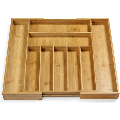 Dehnbarer Bambusküchen-Gerät-Tafelsilber-Fach-Tischbesteck-Organisator Tray