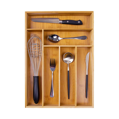 Justierbarer Tischbesteck-Speicher-Tray Bamboo Kitchen Utensil Drawer-Organisator Divider