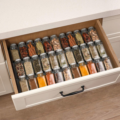 24 quadratisches Glasgewürz der PC-4oz rüttelt Behälter mit Gewürz-Aufklebern