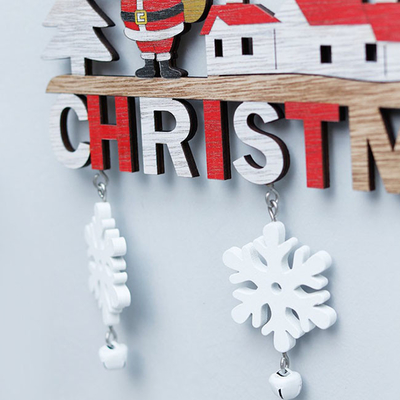 Hauptrestaurant-hölzerne Weihnachtstür, die Santa Snowman Elk Decoration hängt