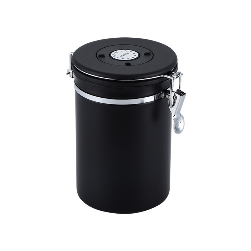 Edelstahl 500g wesentlicher Kanister Barista Tools Coffee Airtight mit CO2-Ventil und Löffel