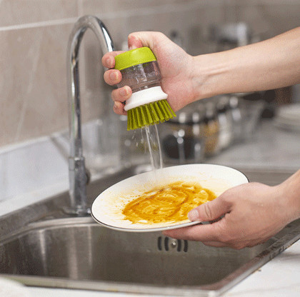 Teller-Bürste mit Seifenspender-Palmen-Bürste für Teller-Wanne Pan Pot Washing und Reinigung