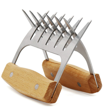 Metallfleisch-Reißwolf kratzt Edelstahl-Fleisch-Gabeln mit Holzgriff für das Zerreißen