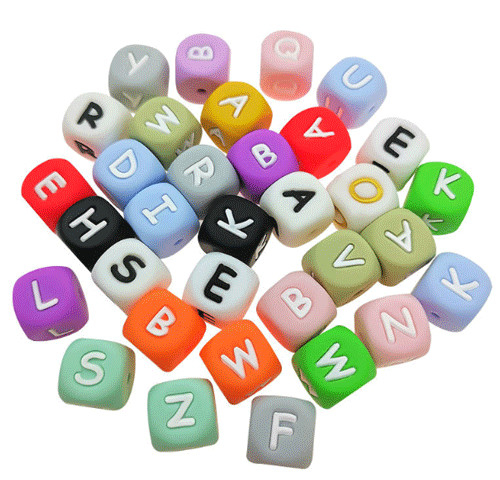 Silikon-Alphabet-Perlen der 12MM Baby-Kauen-Entspannungs-Unruhe-Spielwaren-nicht giftige BPA freie