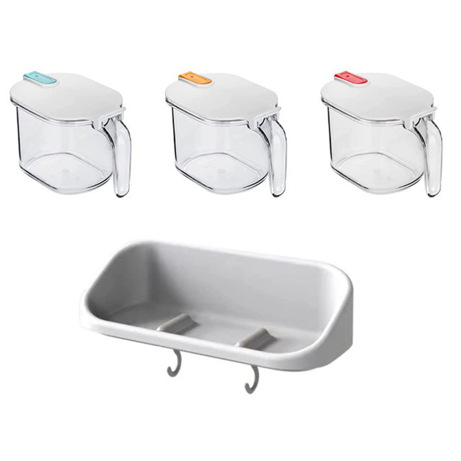 gewürz-Vorratsbehälter-Gläser freien Raumes 3pcs 4 Unze sind Plastikmit Abdeckung und Löffel sperrig